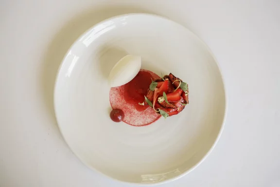 L'un des desserts à base de fraises de Philippe Augé.