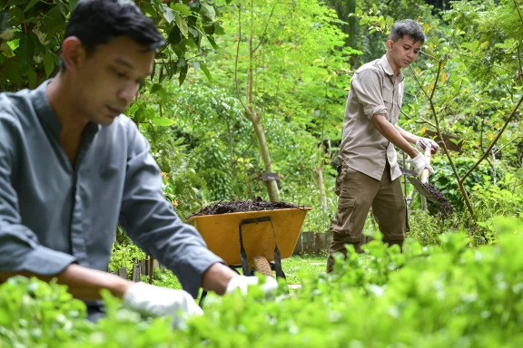 Dans le jardin de permaculture du Datai Langkawi.