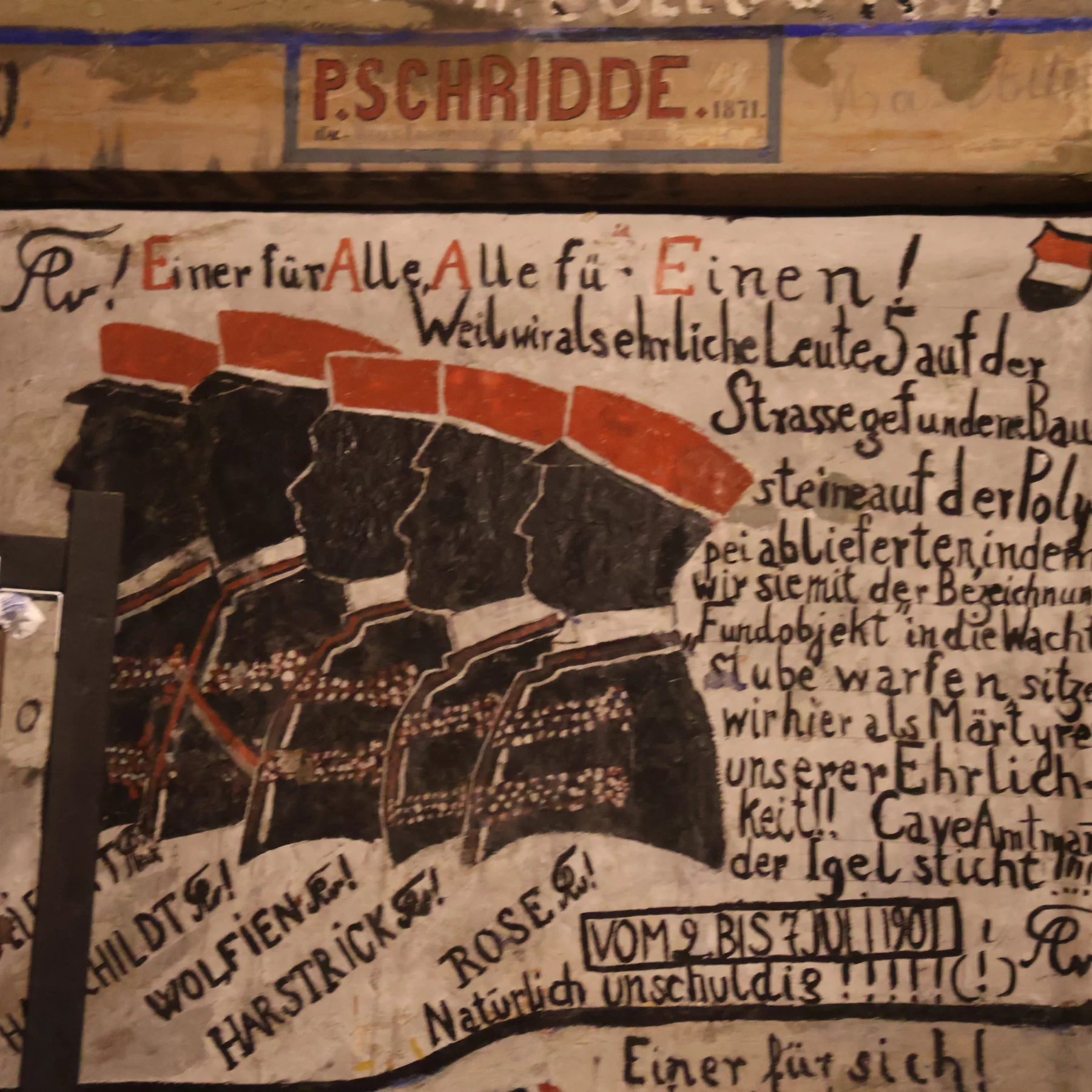 Les murs du cachot "Studentenkarzer" racontent les méfaits des étudiants.