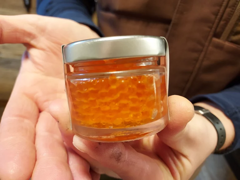 Le caviar de truite de la pisciculture Forellenhof à Buhlbach. ©Hervé Laurent