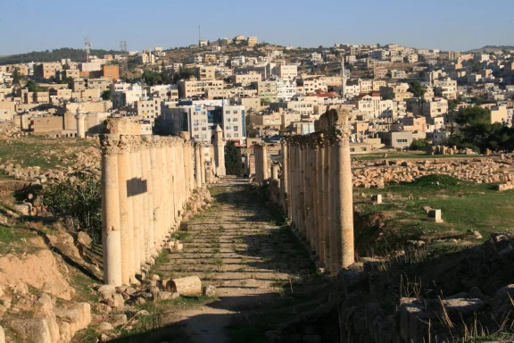 Les colonnes romaines de Jerash.