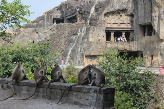 Les gardines des grotteset temples d'Ellora.